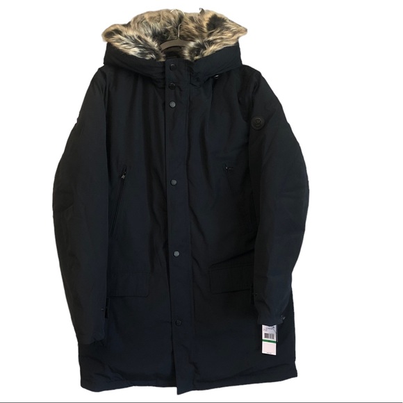 MICHAEL KORS Men's Hooded Jacket Blue Size LT Big & Tall Faux-Fur Parka … - Picture 8 of 12